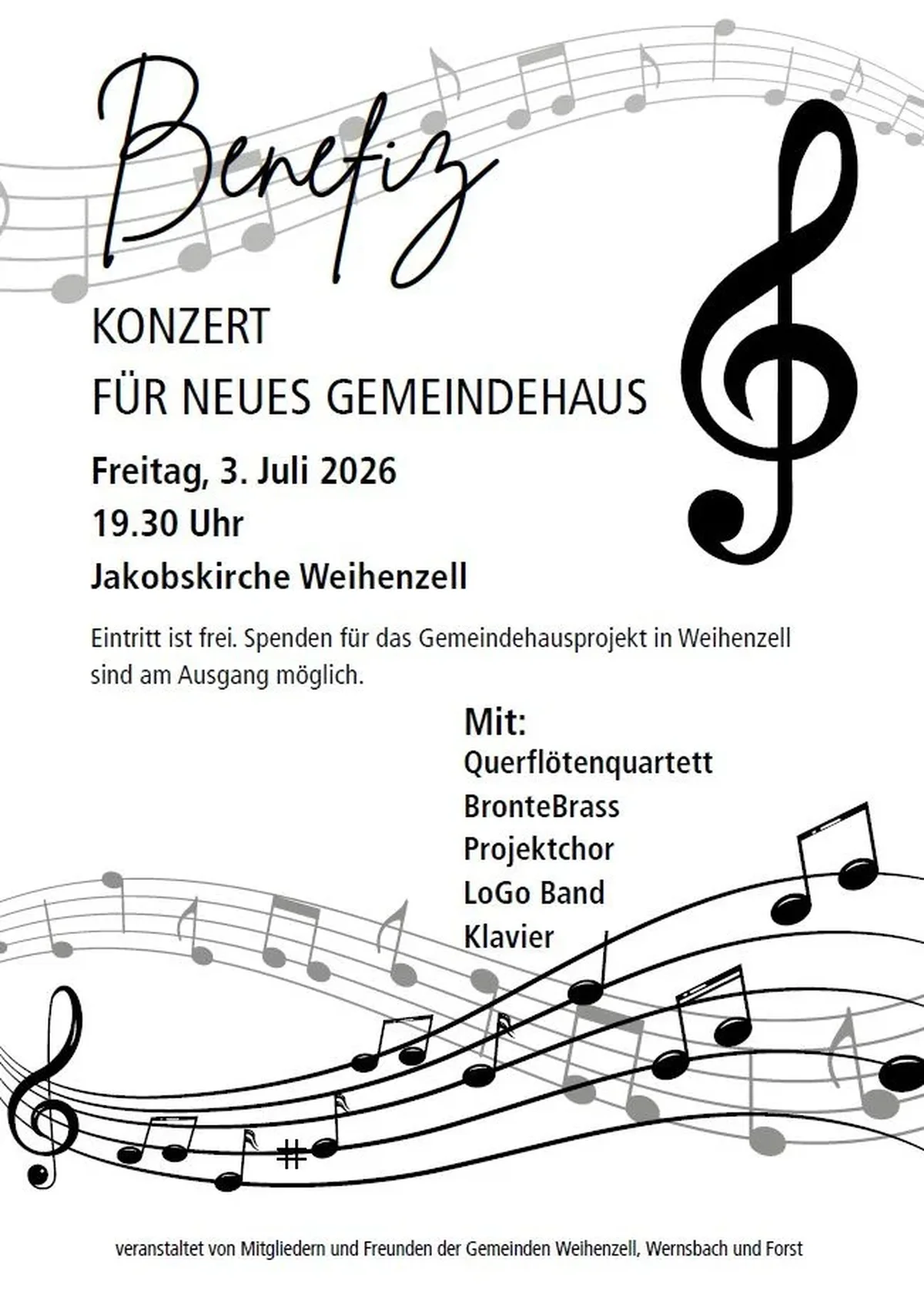Benefizkonzert für neues Gemeindehaus in Weihenzell
